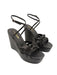 Pinko Women's Black Leather Platform Wedge Sandals-8
