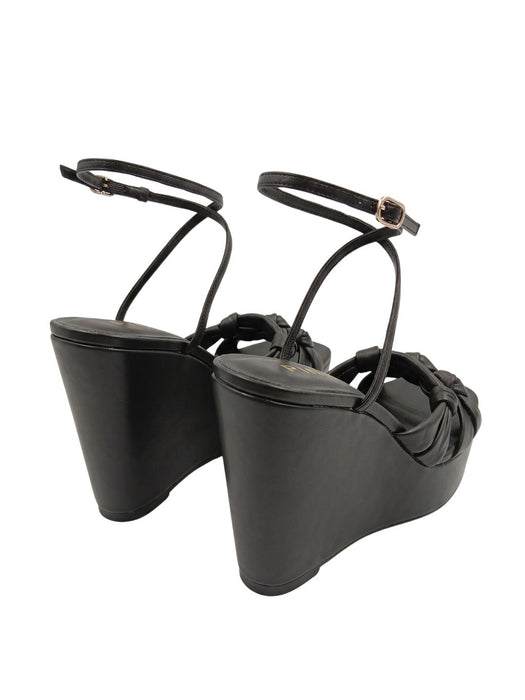 Pinko Women's Black Leather Platform Wedge Sandals-8