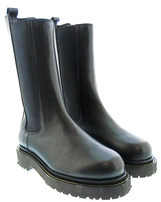 Pinko Women's Black Pull-On Mid-Calf Lug Boots-7