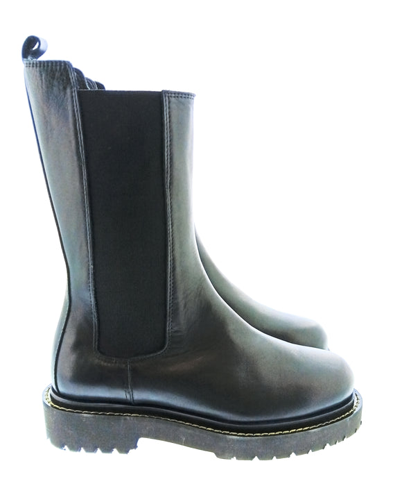 Pinko Women's Black Pull-On Mid-Calf Lug Boots-