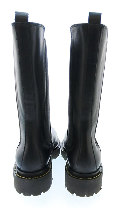 Pinko Women's Black Pull-On Mid-Calf Lug Boots-