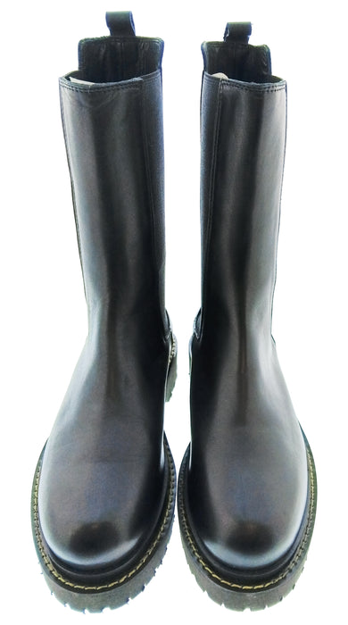 Pinko Women's Black Pull-On Mid-Calf Lug Boots-