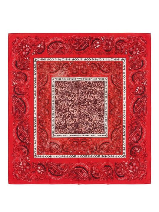 Pinko Women's Red Cotton Paisley Bandana Scarf