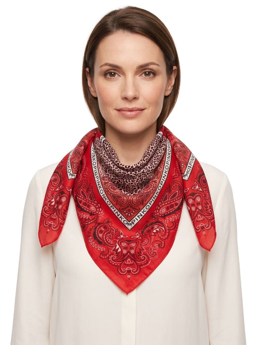 Pinko Women's Red Cotton Paisley Bandana Scarf