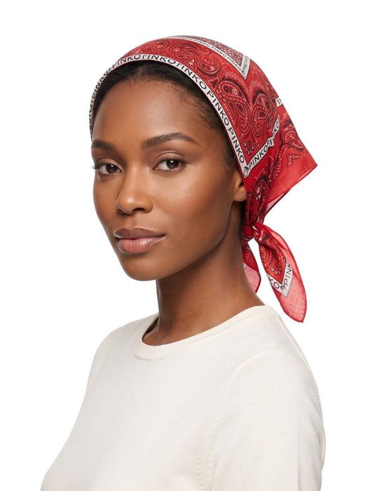 Pinko Women's Red Cotton Paisley Bandana Scarf