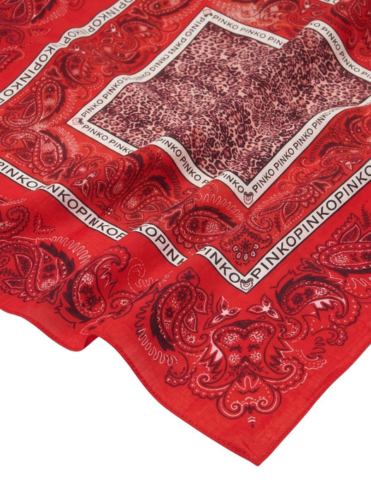 Pinko Women's Red Cotton Paisley Bandana Scarf