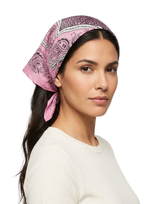 Pinko Women's Pink Cotton Paisley Bandana Scarf