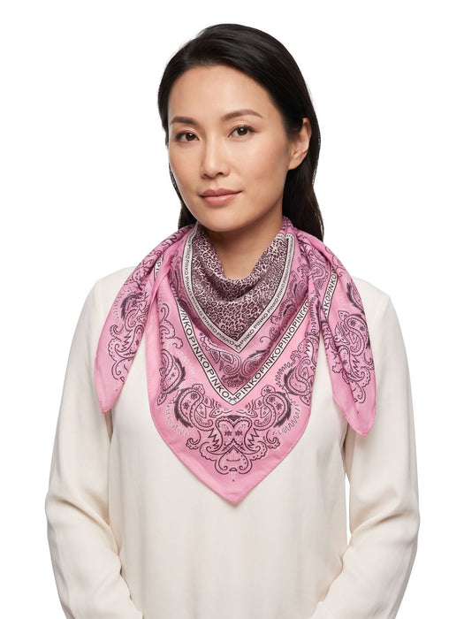 Pinko Women's Pink Cotton Paisley Bandana Scarf