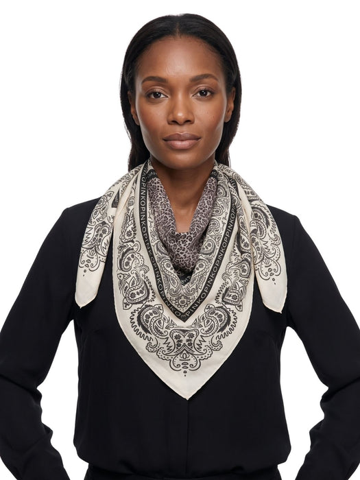 Pinko Women's Beige Cotton Paisley Bandana Scarf