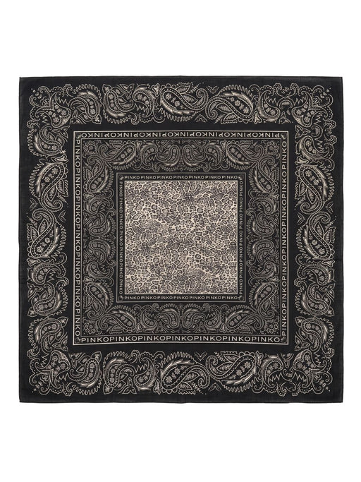 Pinko Women's Black Cotton Paisley Bandana Scarf
