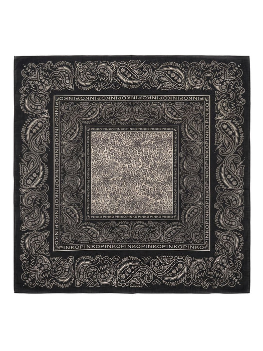 Pinko Women's Black Cotton Paisley Bandana Scarf