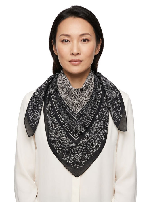 Pinko Women's Black Cotton Paisley Bandana Scarf