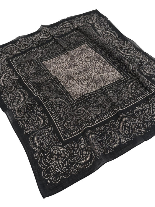 Pinko Women's Black Cotton Paisley Bandana Scarf