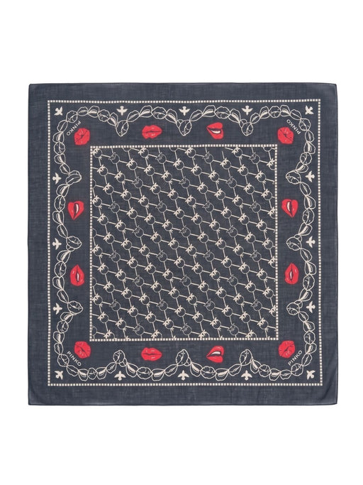 Pinko Women's Black Cotton Logo Lip Bandana Scarf