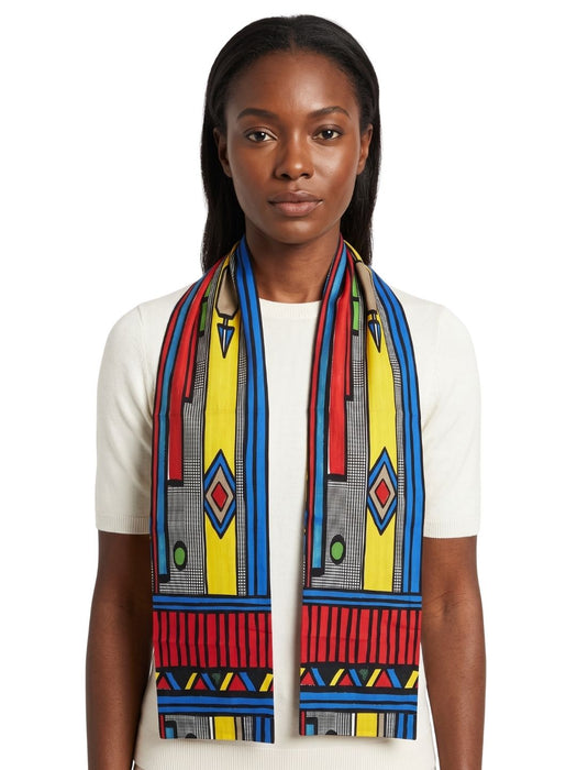 Pinko Women's Multicolor Cotton Geometric Skinny Scarf