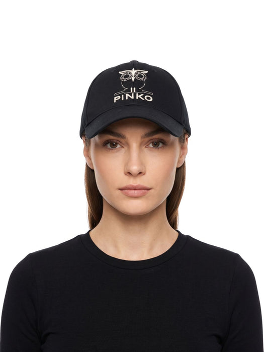 Pinko Women's Black Donkey Embroidered Cotton Baseball Cap-One Size