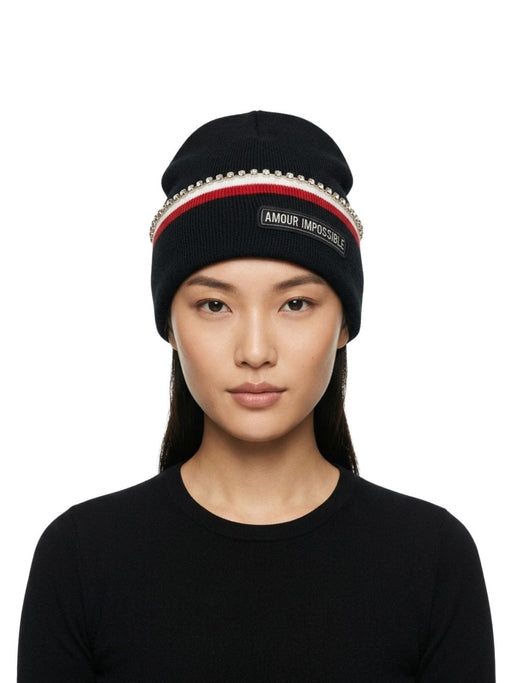 Pinko Women's Black Codino Embellished Wool Beanie-One Size
