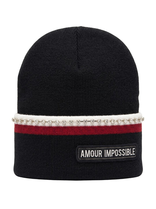 Pinko Women's Black Codino Embellished Wool Beanie-One Size