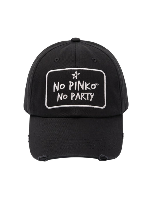 Pinko Women's Black Baio Slogan Cotton Baseball Cap-One Size