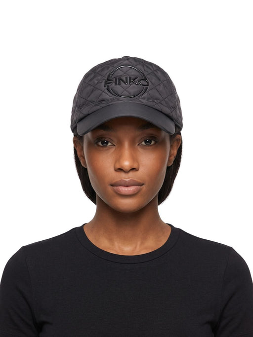 Pinko Women's Black Cat Quilted Cotton Baseball Cap-One Size