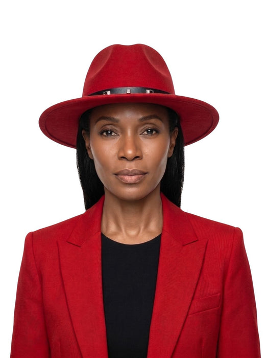 Pinko Women's Red Nazareno Wool Fedora Hat-One Size