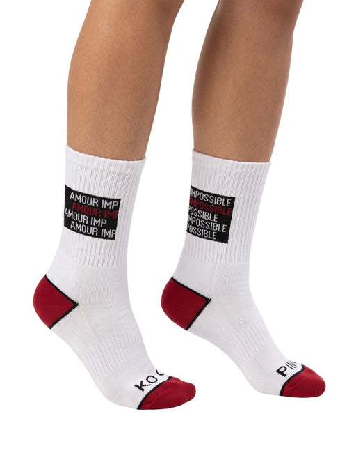 Pinko Women's White Graphic-Patch Ribbed Crew Socks