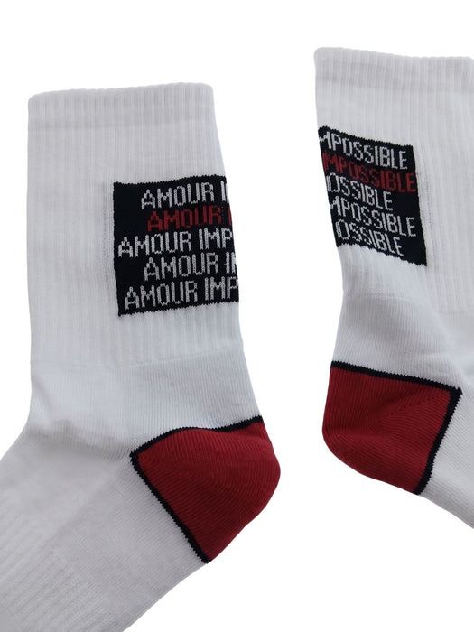Pinko Women's White Graphic-Patch Ribbed Crew Socks