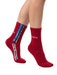 Pinko Women's Red Slogan Ribbed Crew Socks-M