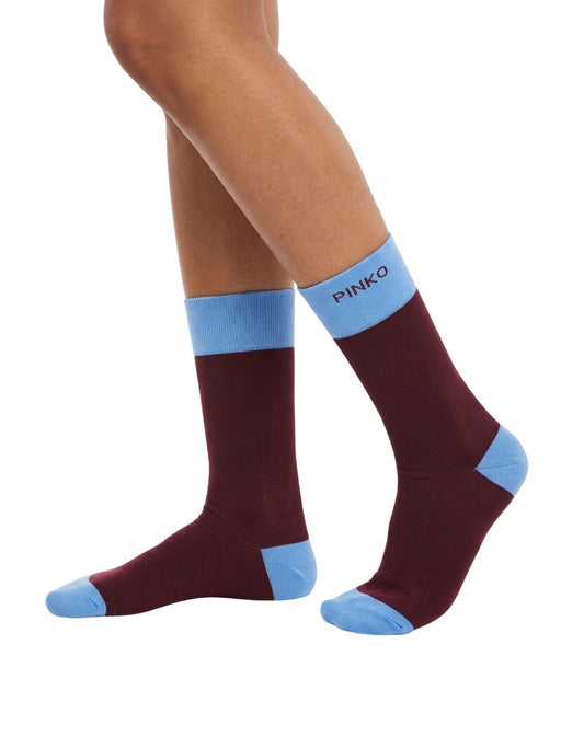 Pinko Women's Bordeaux Blue Color-Block Socks-M