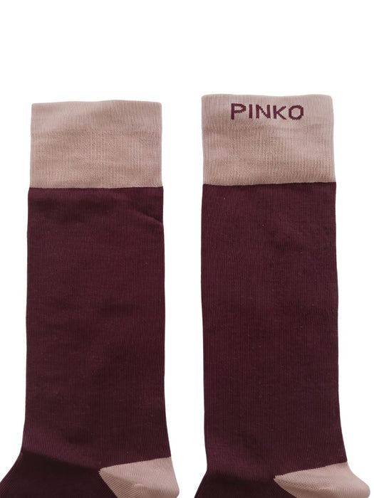 Pinko Women's Bordeaux Pink Color-Block Crew Socks-M