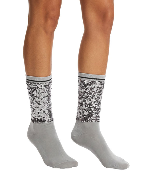 Pinko Women's Silver Floral-Lace Crew Socks-M