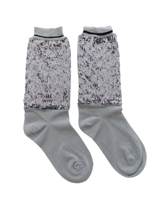 Pinko Women's Silver Floral-Lace Crew Socks-M
