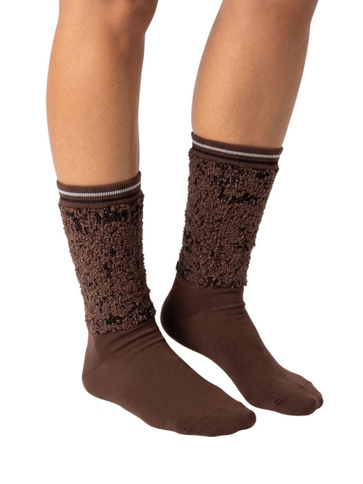 Pinko Women's Brown Floral-Lace Crew Socks-M