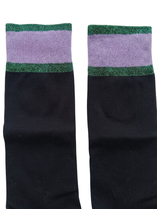 Pinko Women's Black Lilac Sheer Crew Socks-M