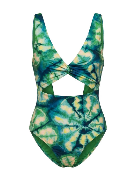 Pinko Women's Green Tie-Dye Cutout One-Piece Swimsuit