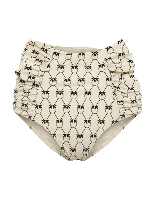 Pinko Women's Cream Black Logo High-Waist Bikini Bottom