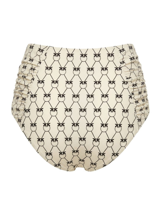 Pinko Women's Cream Black Logo High-Waist Bikini Bottom