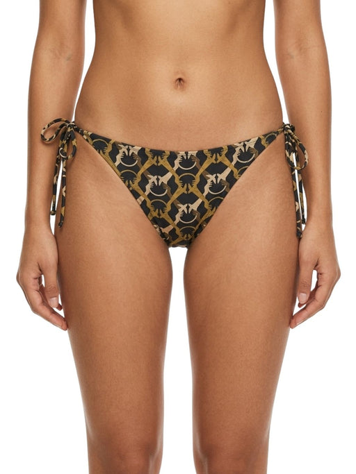 Pinko Women's Beige Black Leopard Side-Tie Bikini Bottom