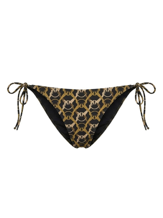 Pinko Women's Beige Black Leopard Side-Tie Bikini Bottom