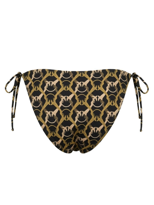 Pinko Women's Beige Black Leopard Side-Tie Bikini Bottom