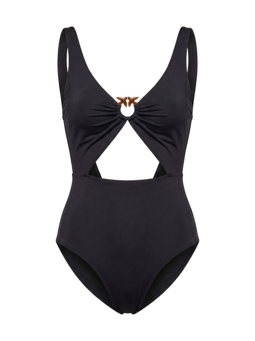 Pinko Women's Black Ring-Detail Cutout One-Piece Swimsuit