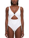 Pinko Women's White Ring-Detail Cutout One-Piece Swimsuit-XS