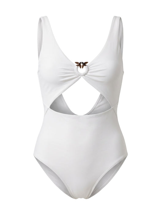 Pinko Women's White Ring-Detail Cutout One-Piece Swimsuit-XS
