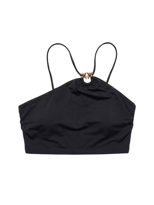 Pinko Women's Black Ring-Detail One-Shoulder Bikini Top