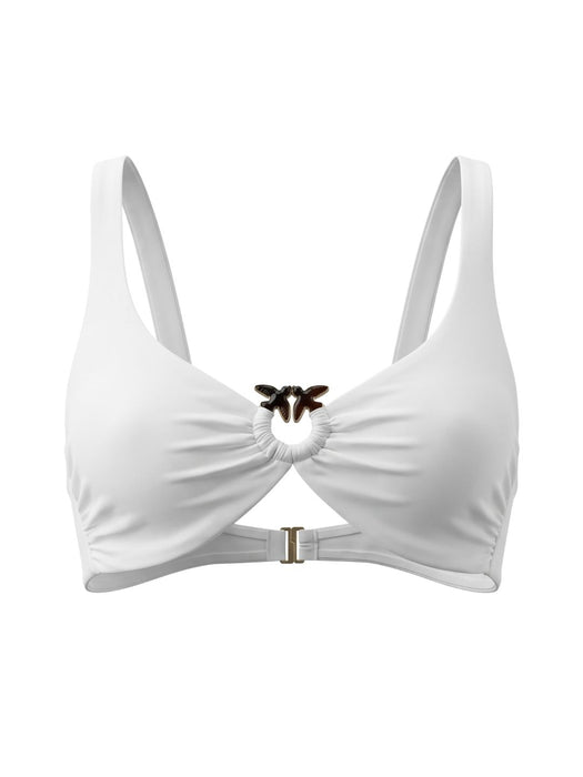 Pinko Women's White Ring-Detail Ruched Bikini Top