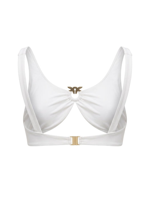 Pinko Women's White Ring-Detail Ruched Bikini Top