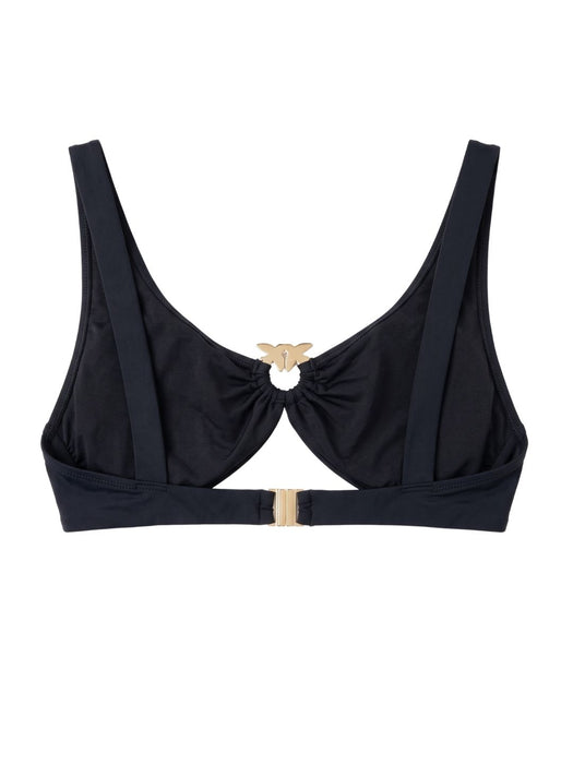 Pinko Women's Black Ring-Detail Ruched Bikini Top