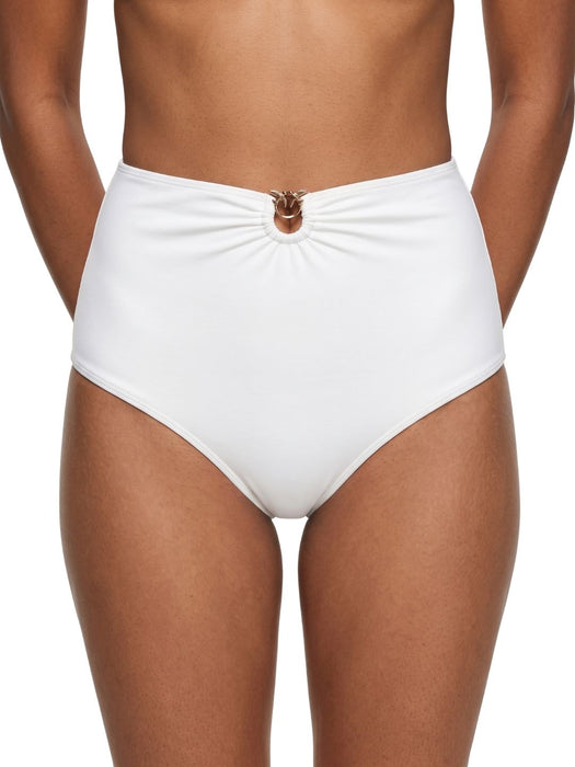 Pinko Women's White Ring-Detail High-Waist Bikini Bottom-L