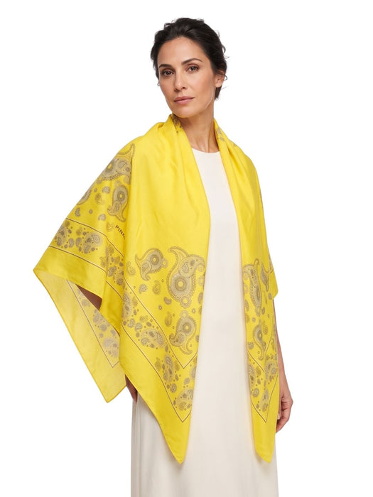 Pinko Women's Yellow Cotton Paisley Pareo Cover-Up 55 x 55 in
