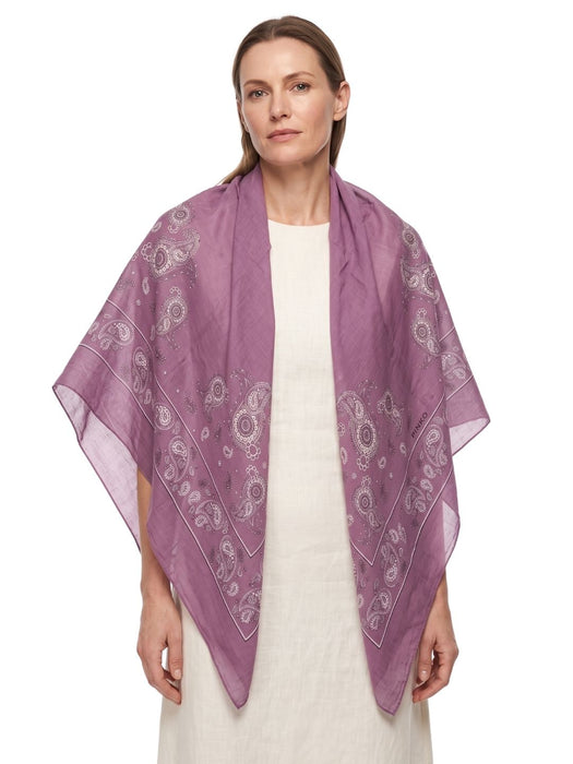 Pinko Women's Purple Cotton Paisley Pareo Cover-Up 55 x 55 in